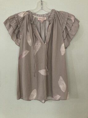 Philosophy Republic Clothing Womens Ruffle Sleeve Floral Print Tunic Top S/P